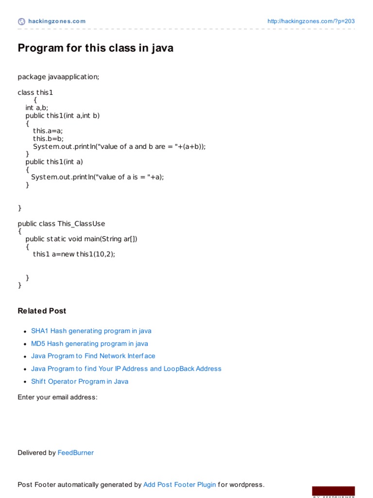 Program For This Class in Java | PDF