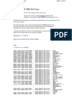 Windows XP Oem SLP Keys