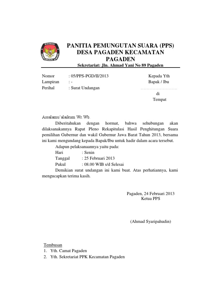 Contoh Surat Undangan Rapat Suratsuratxyz