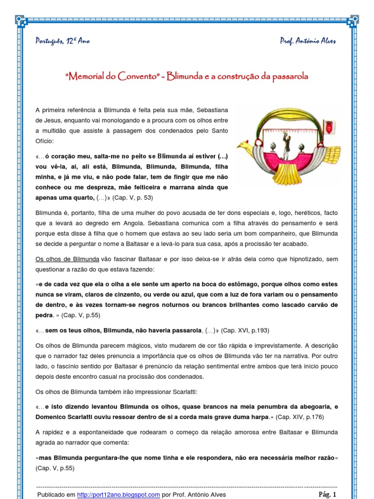 Blimunda e a Passarola no Convento | PDF | Amor | Religião e crença