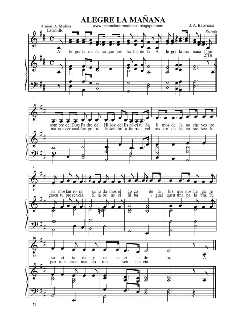 Alegre la mañana Partitura