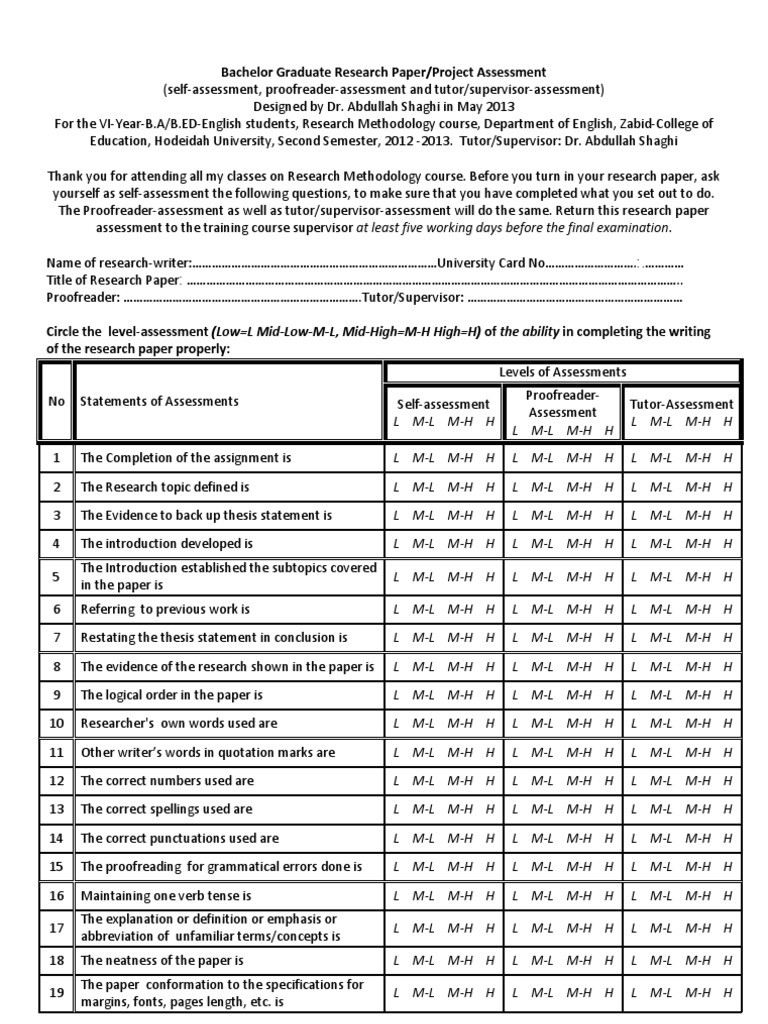 help in graduation research paper