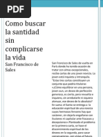 Como Buscar La Santidad Sin Complicarse La Vida (San Francisco de Sales)