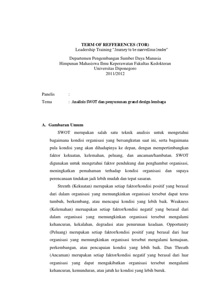 Tor Analisis Swot