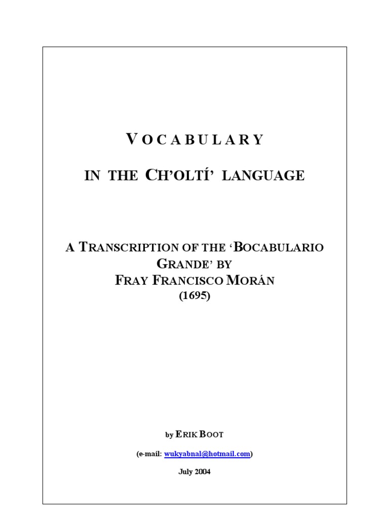 Ch'oltí' Language Vocabulary | PDF | Foreign Language Studies