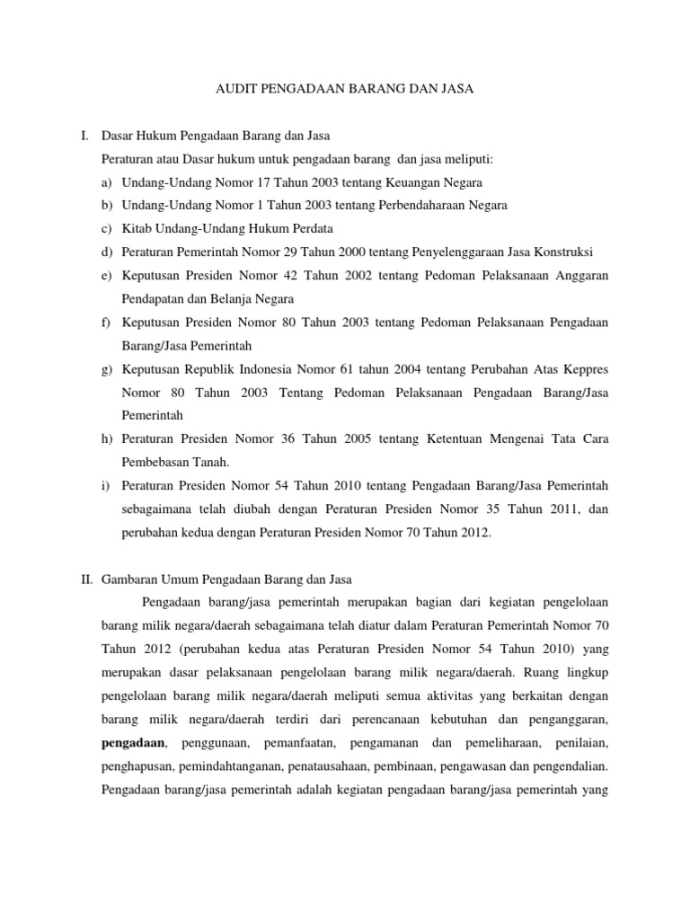 Audit Kinerja Pengadaan Barang Dan Jasa Audit Kinerja