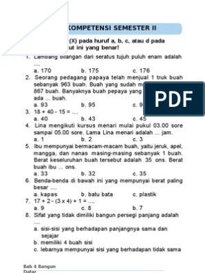 Soal Latihan Mat Kelas 2 Sd Semester 2 2