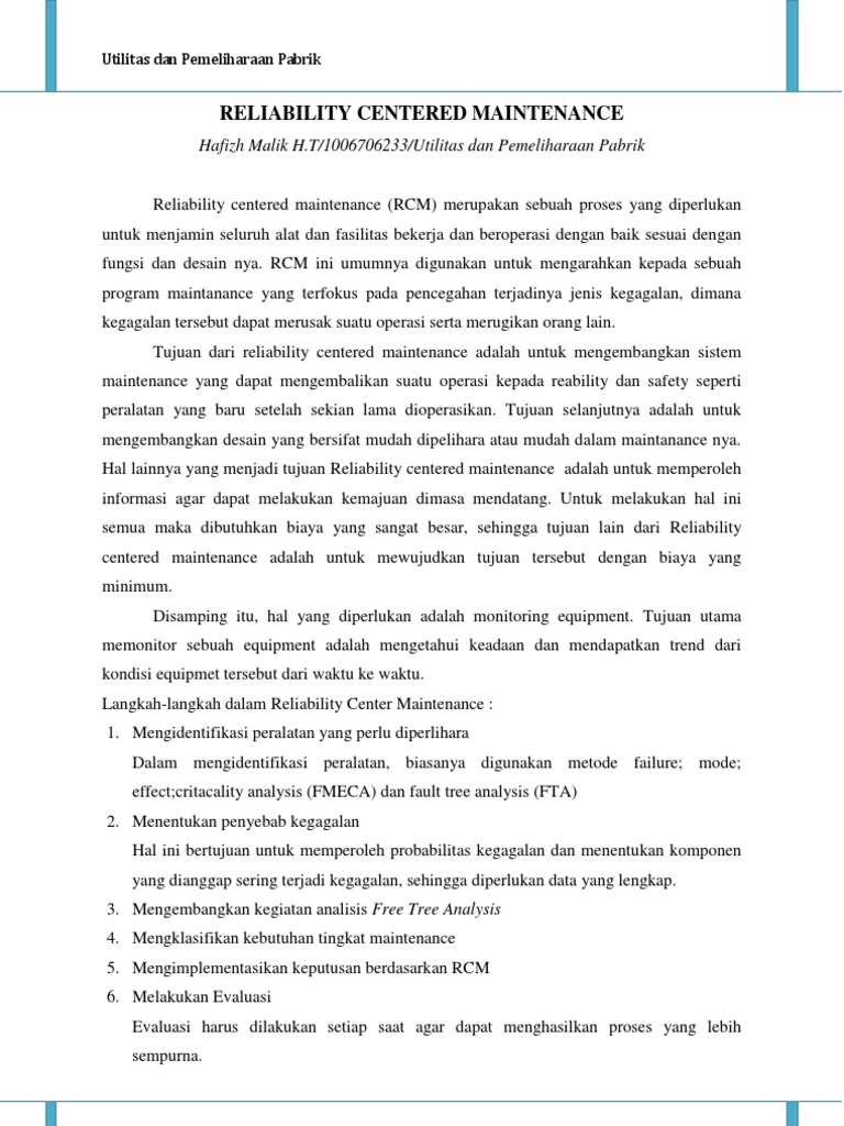 Reliability Centered Maintenance | PDF