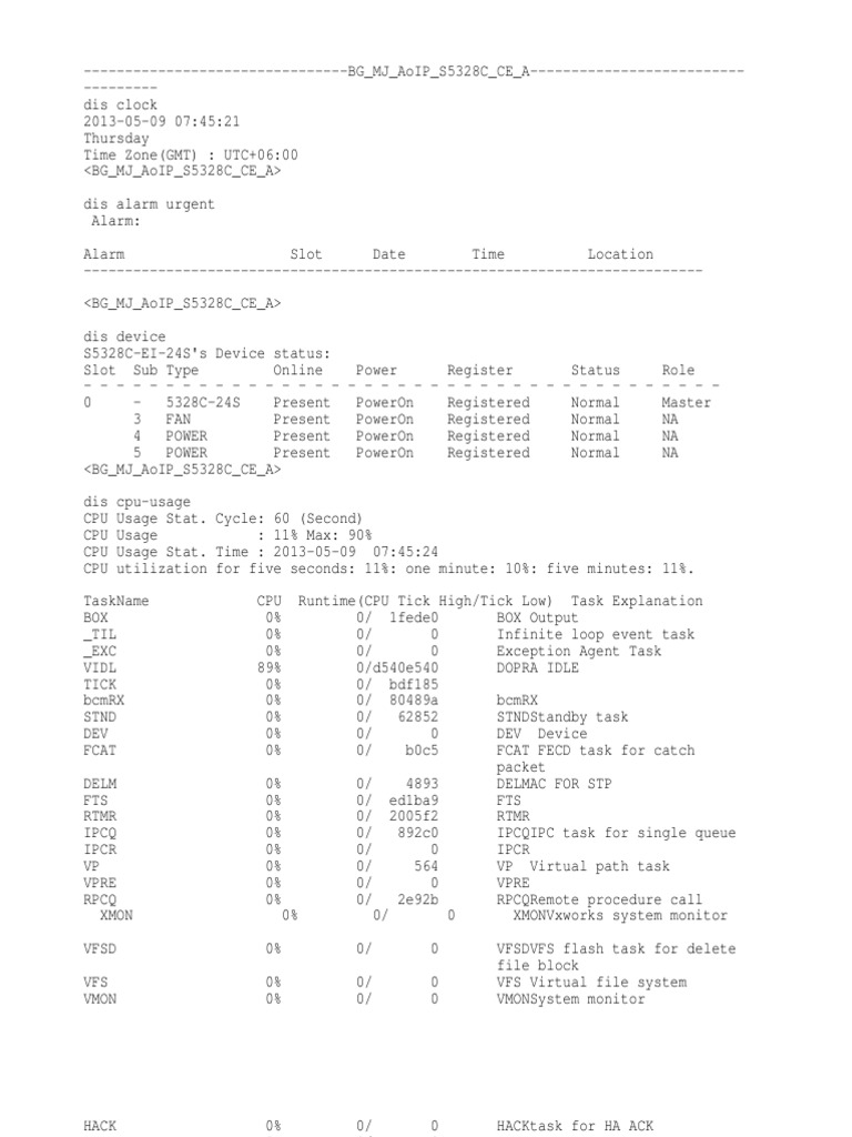 S5328C Device Status and CPU Usage Report | PDF | Communications ...