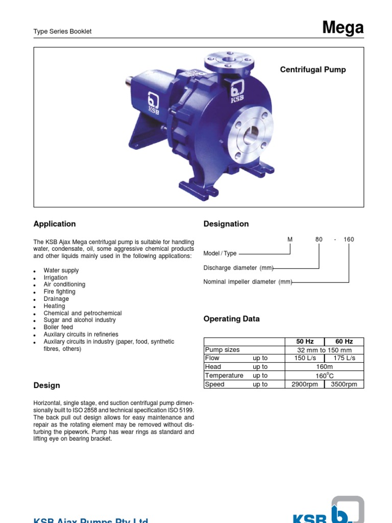 KSB Mega Type Series Booklet Pump Steel