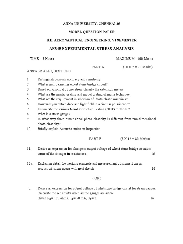 AE345 ESA Model Question Paper | PDF | Science & Mathematics