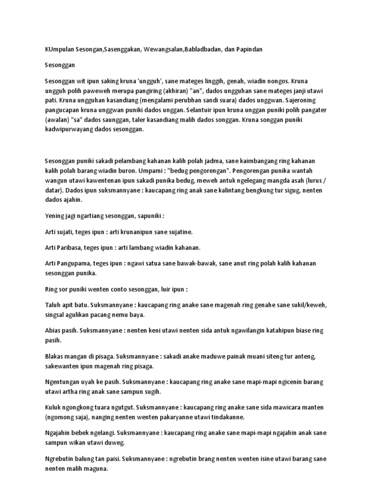 Kumpulan Sesenggakan Bahasa Bali Masnurul