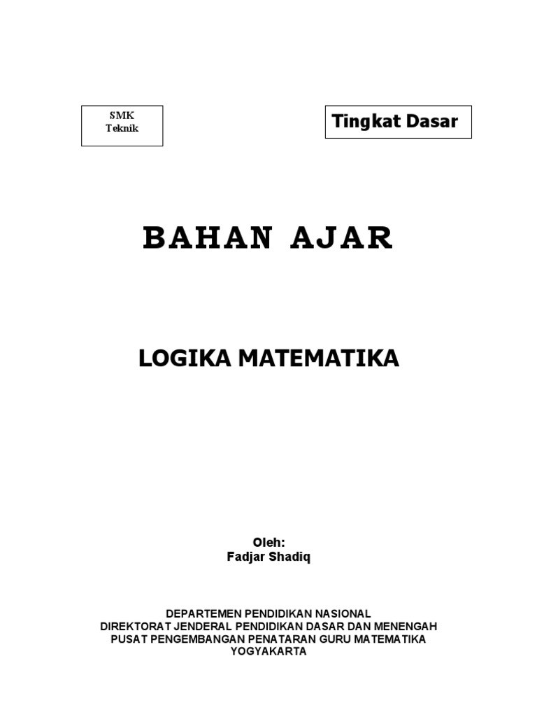 Logika Matematika SMK Teknik | PDF | Metode & Bahan Ajar | Sains ...