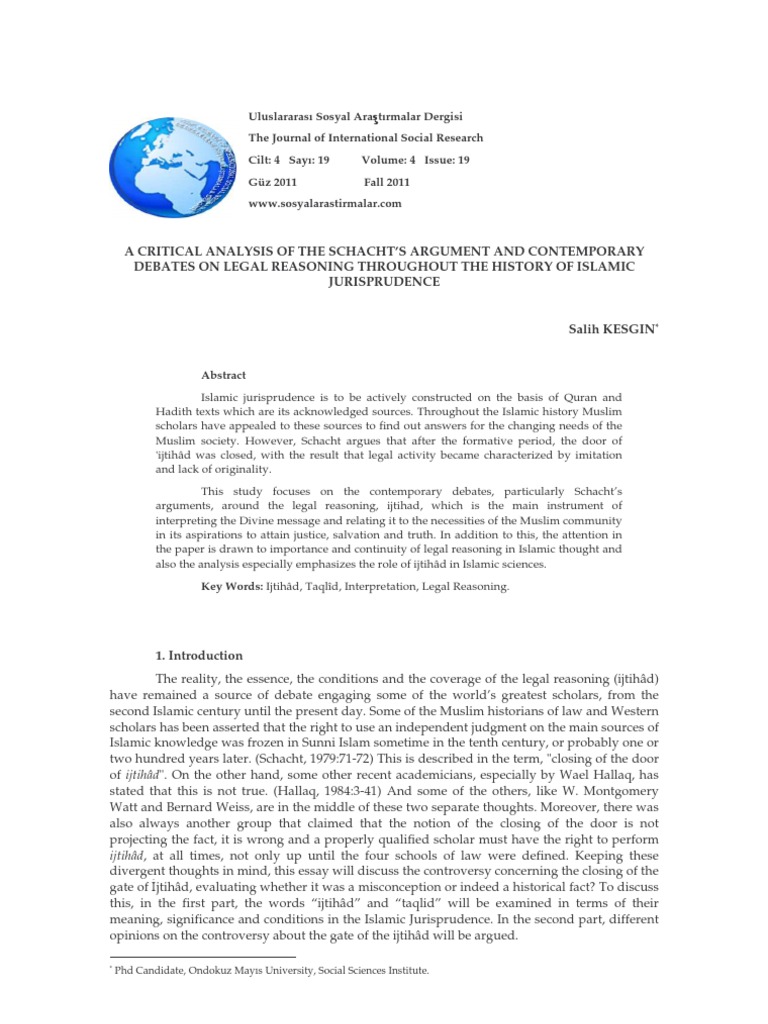 A Critical Analysis Of The Schachts Argument And - 