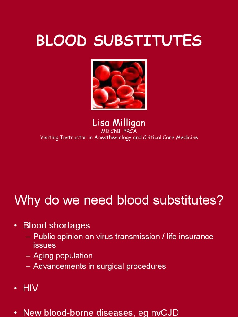 Milligan Blood Substitutes PDF Hemoglobin Blood Transfusion