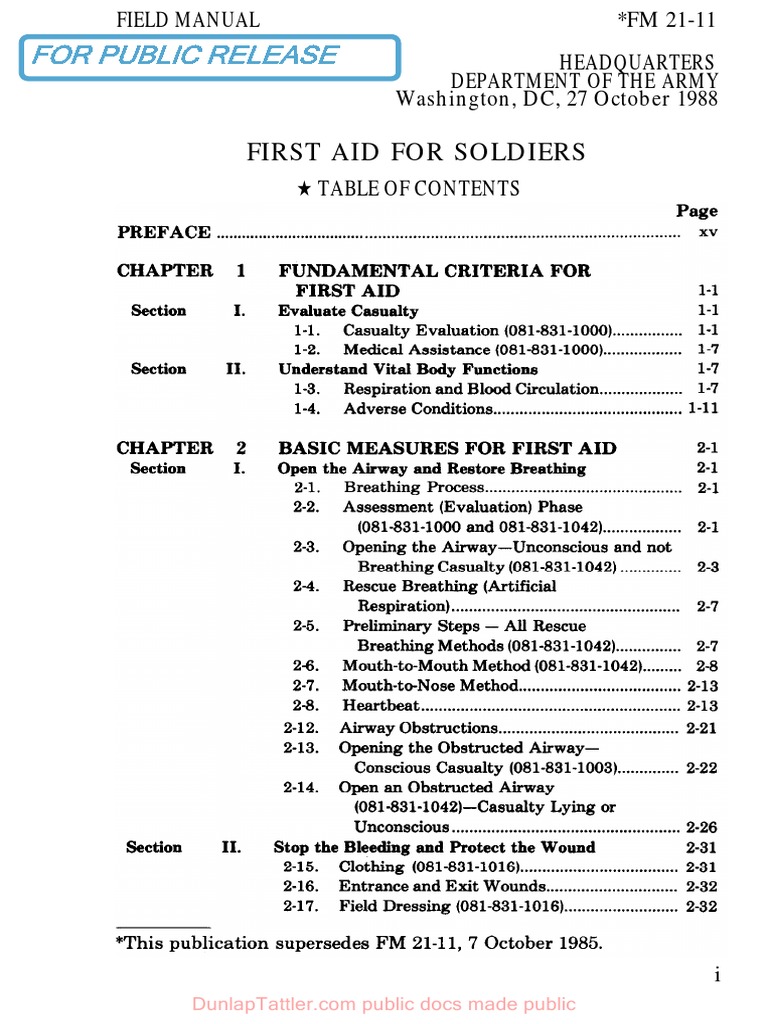 FM 21-11 - First Aid | PDF | Artery | Pulse
