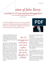 Nomination of John Kerry:: A Prelude To US International Disengagement