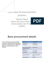 Overview of Procurement Process: Sankar Nepal Under Secretary-Mofald Social Safety Net Project (SSNP)