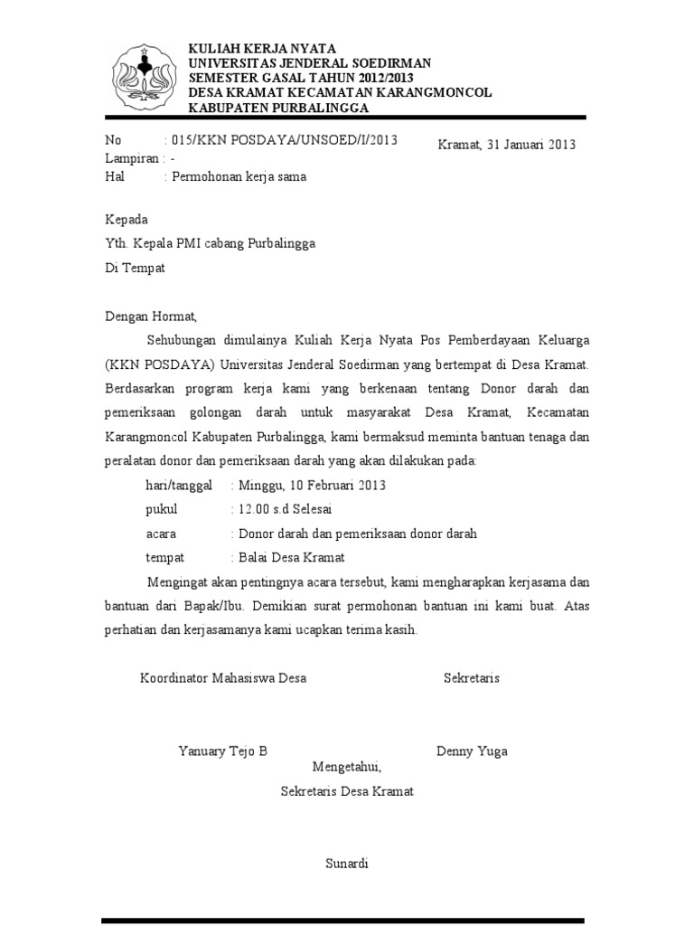 Contoh Surat Undangan Donor Darah Pmi