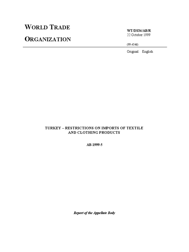 Turkey Textiles AB Report | PDF | World Trade Organization ...