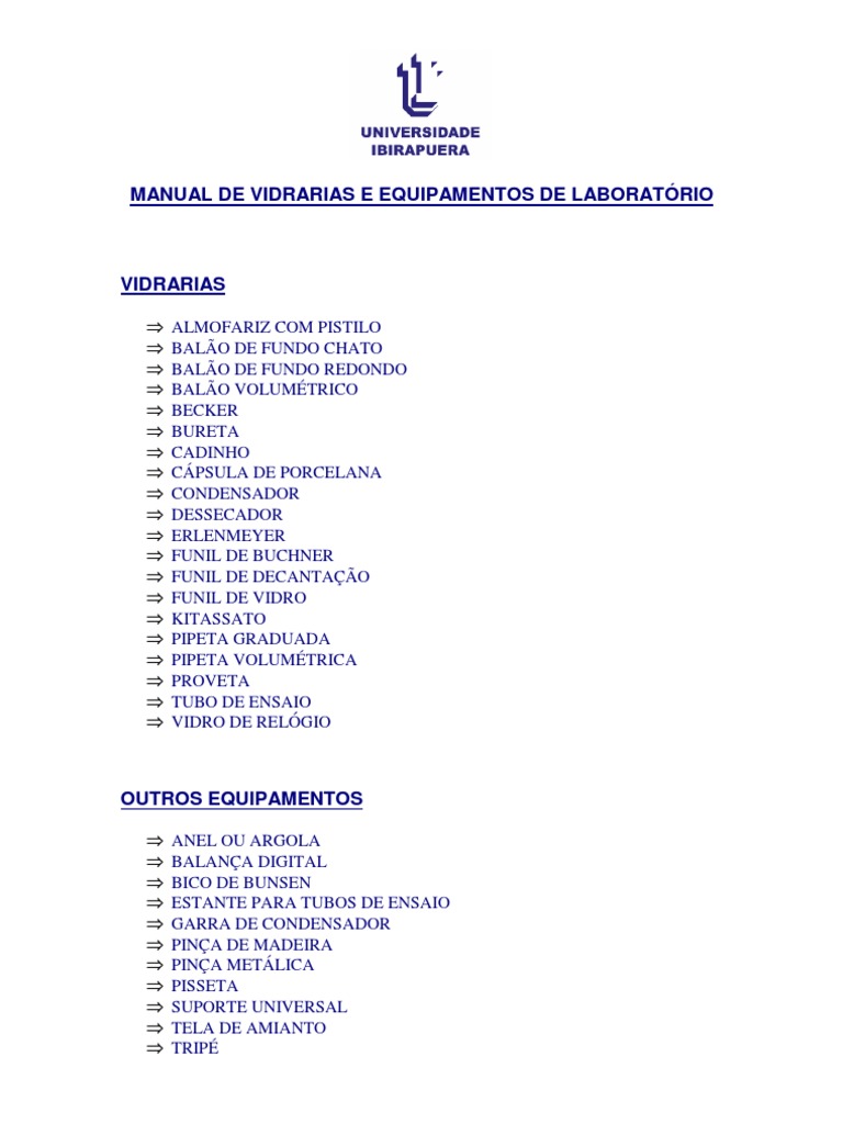 Manual de Vidrarias e Equipamentos de Lab | PDF | Casa e Jardim
