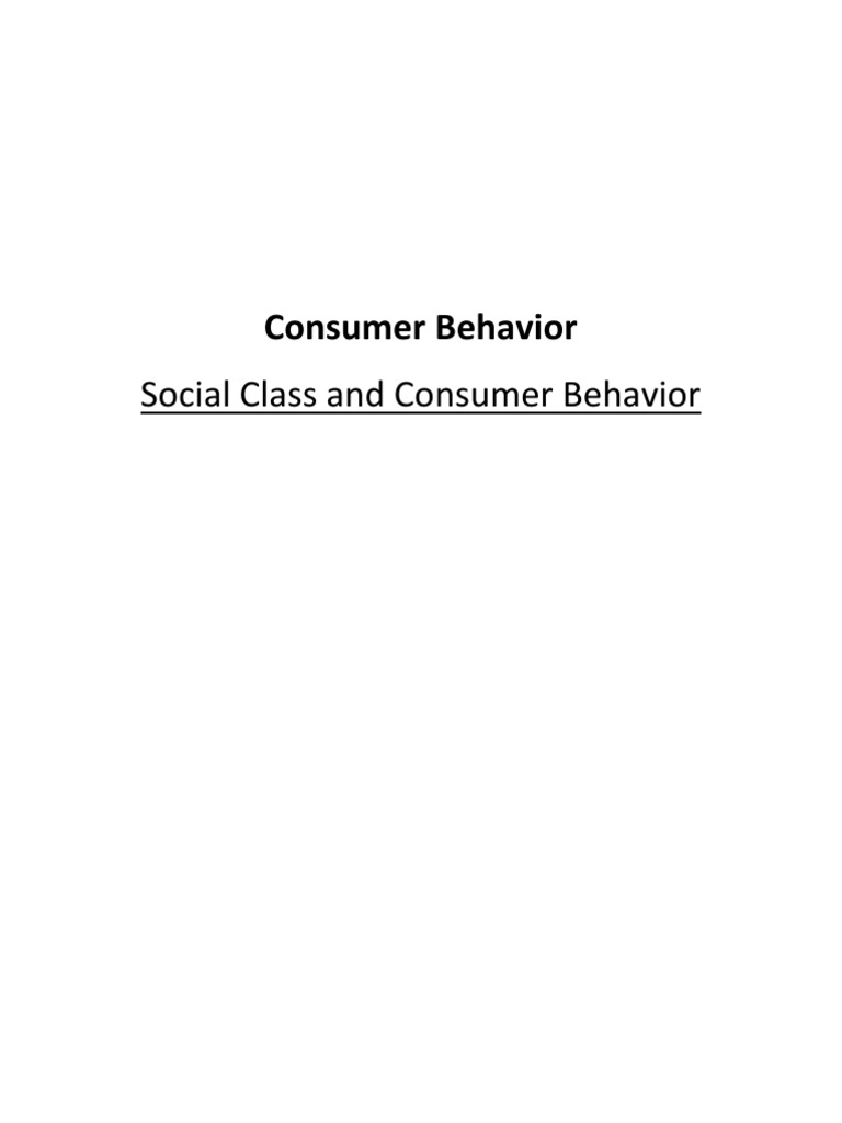Social Class Impact on Consumer Behavior | PDF | Social Stratification ...