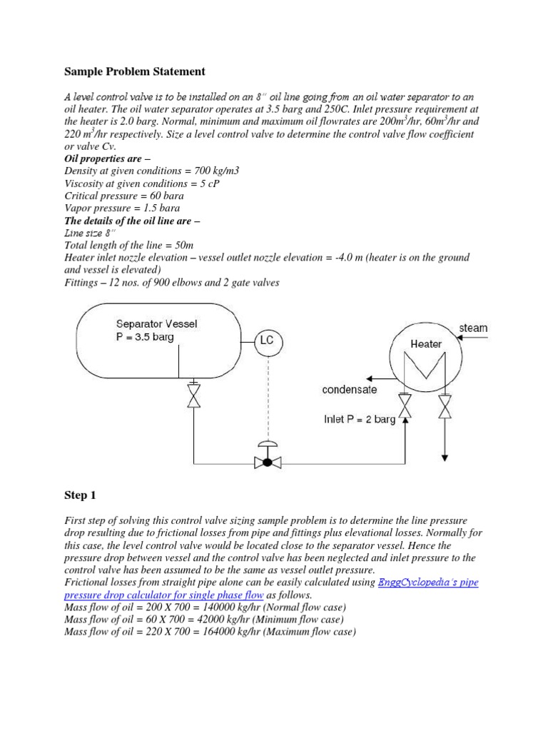 Control Valve Sizing Example Fluid Dynamics Valve