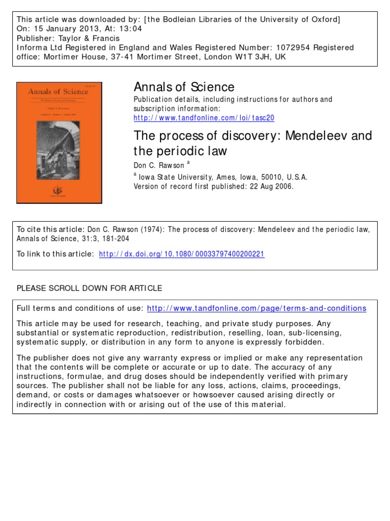 Process Discovery Mendeleev Chemical Elements Periodic Table
