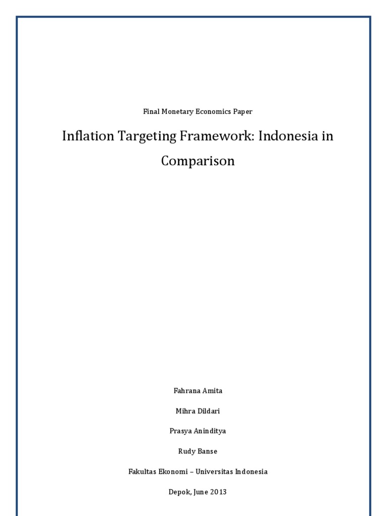 Inflation Targeting Framework Indonesia in Comparison PDF