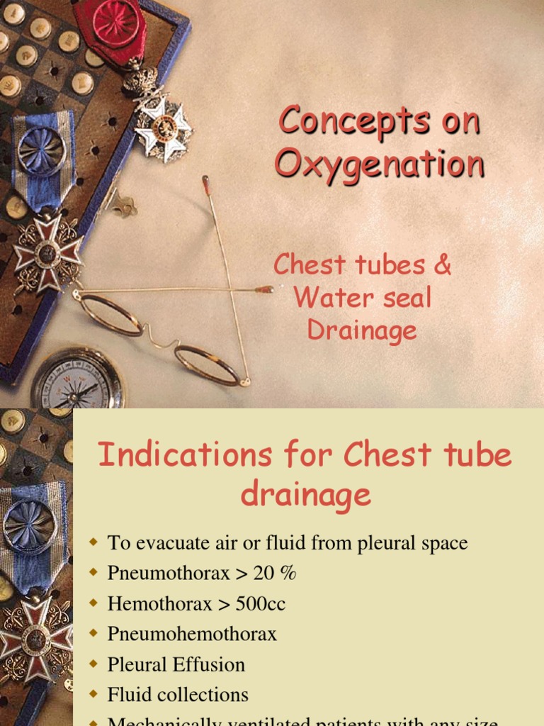 Chest Tubes & Water Seal Drainage PDF Pulmonology Respiratory System
