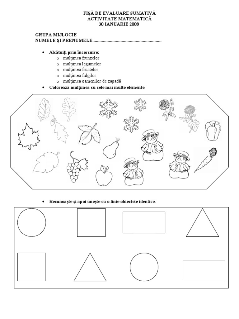 Fisa De Evaluare Sumativa Matem