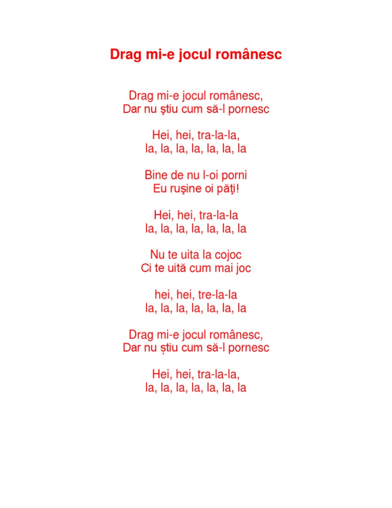 Drag Mi-E Jocul Romanesc | PDF