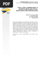ÉTICA, ÉTICA EMPRESARIAL E RESPONSABILIDADE SOCIAL REFLEXOES E RECOMENDACOES