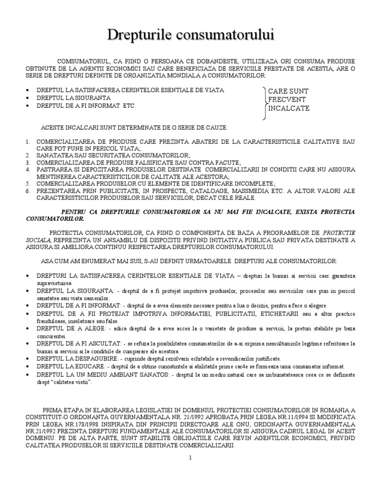 Drepturile Consumatorului