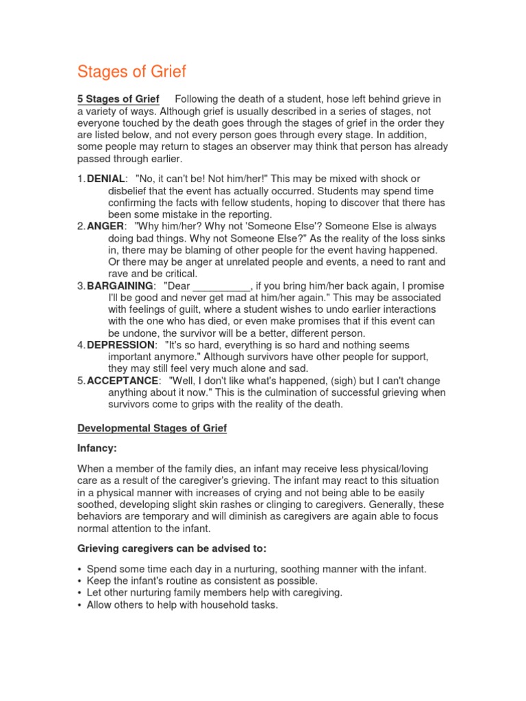 Stages of Grief | PDF | Grief | Interpersonal Relationships