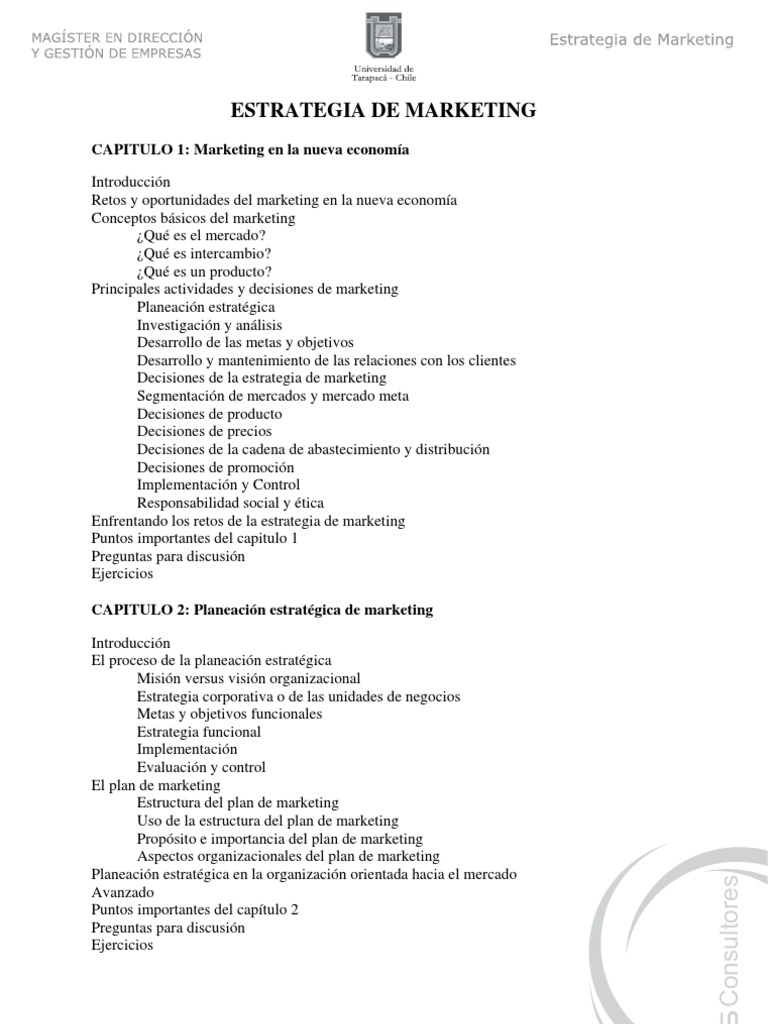 Dirección Estrategia de Marketing | PDF | Distribución (comercial ...