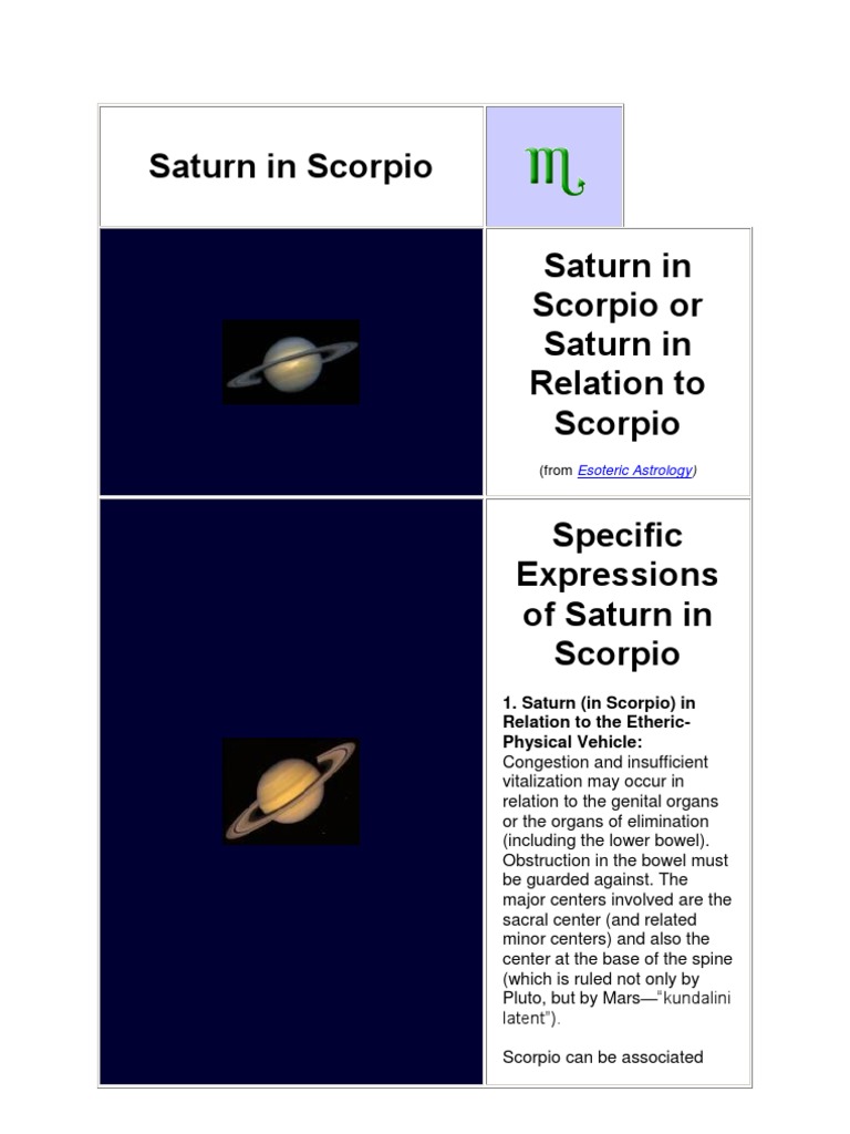 Saturn in Scorpio 2 PDF In Astrology Karma