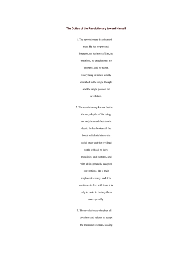 Catechism of A Revolutionary by Sergev Nechayev PDF Rebellions