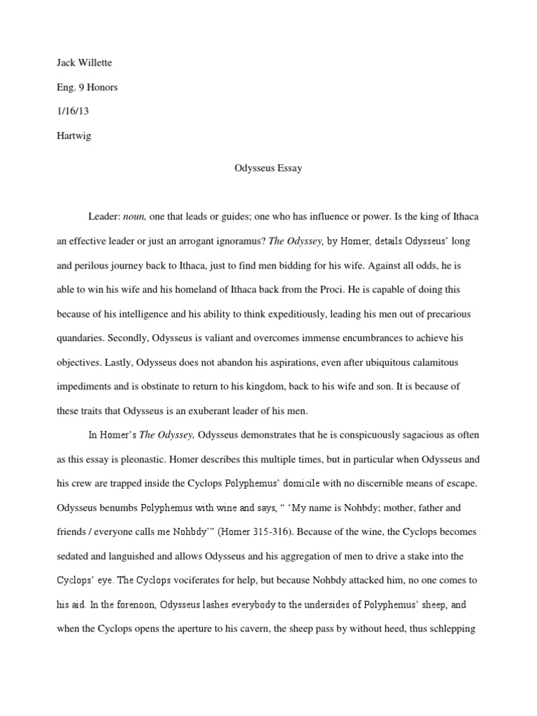 5 paragraph essay on odysseus