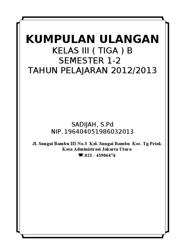 Cover Rpp Sekolah Dasar