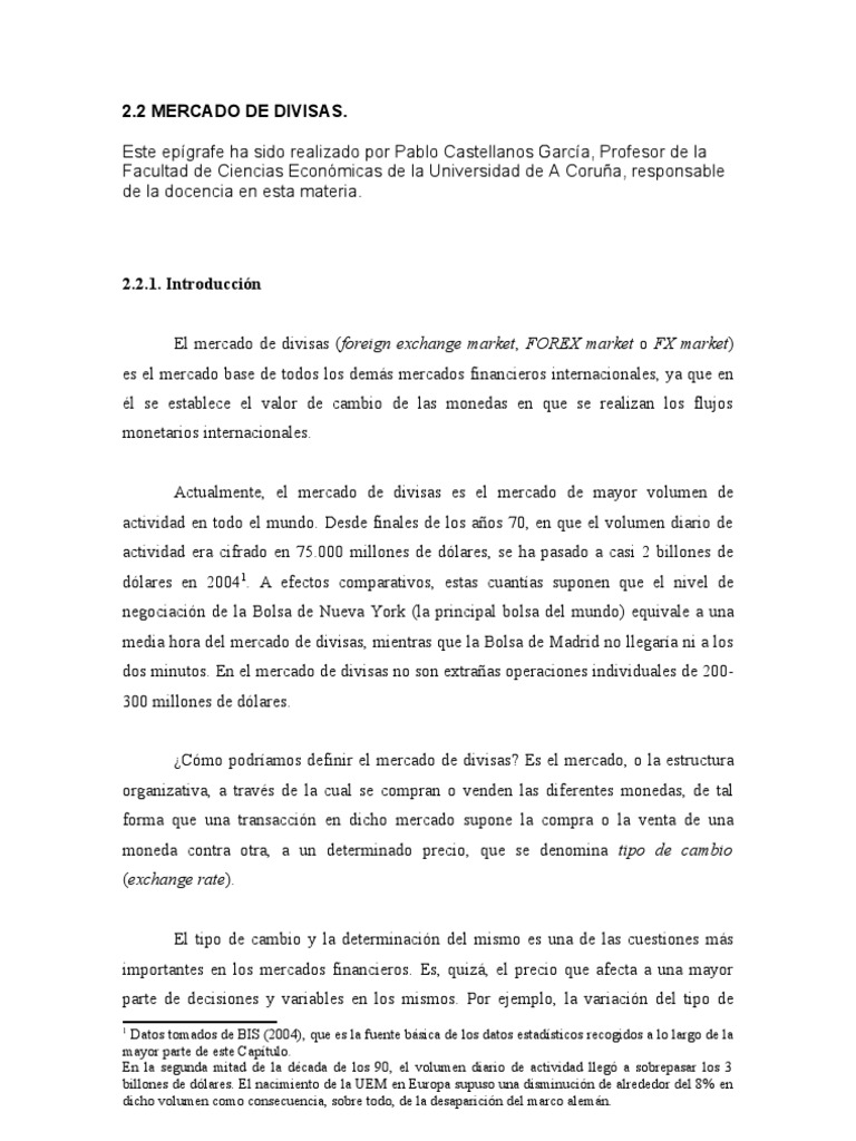 Estructura y funciones del mercado de divisas | PDF | Tipo de cambio ...