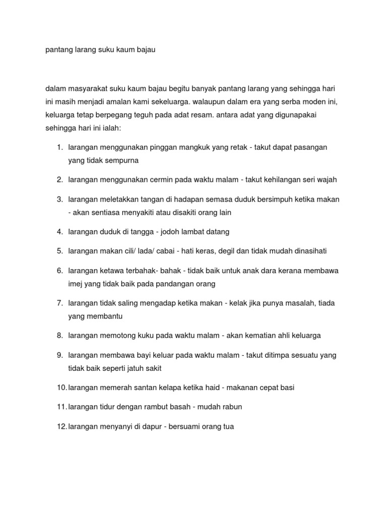 Pantang Larang Orang Asli Kaum Bateq  Pantang  Larang  Suku  Kaum  Bajau