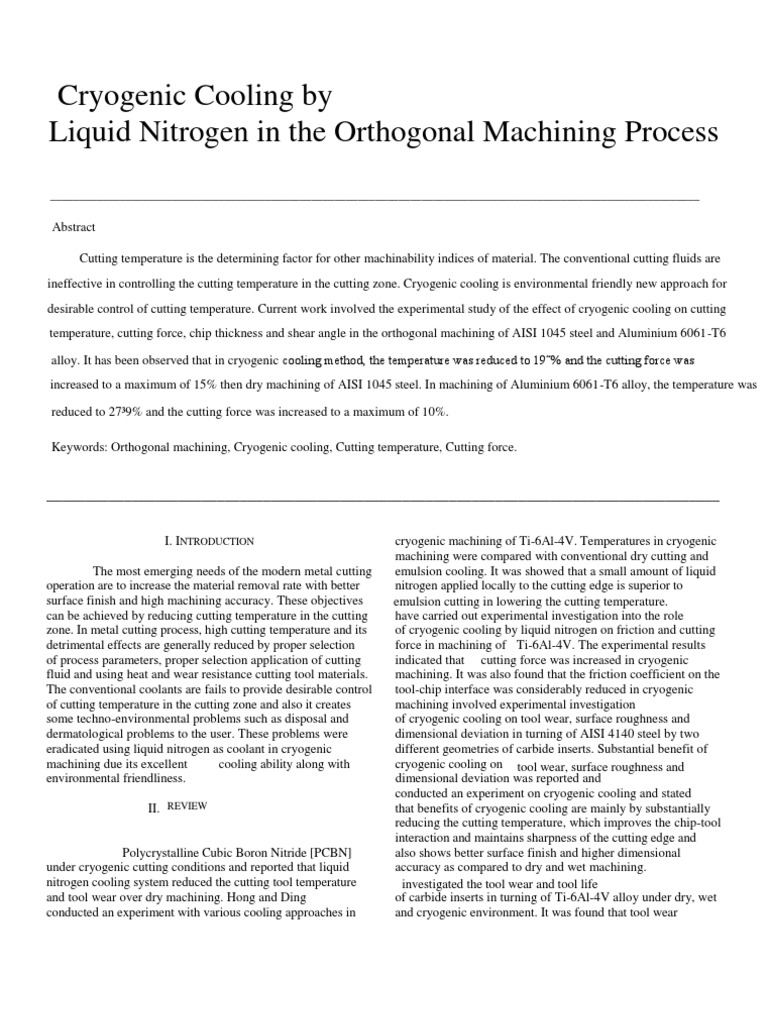 Cryogenic Cooling by Liquid Nitrogen in The Orthogonal Machining ...
