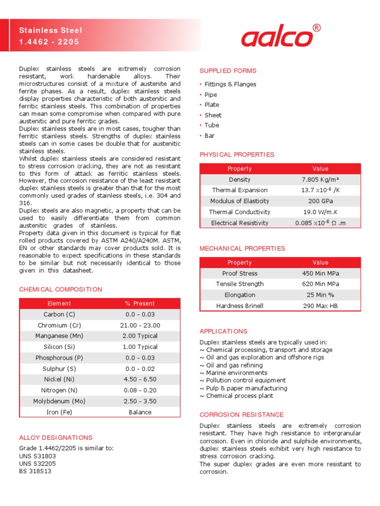 1.4462 Duplex Properties | PDF | Stainless Steel | Steel