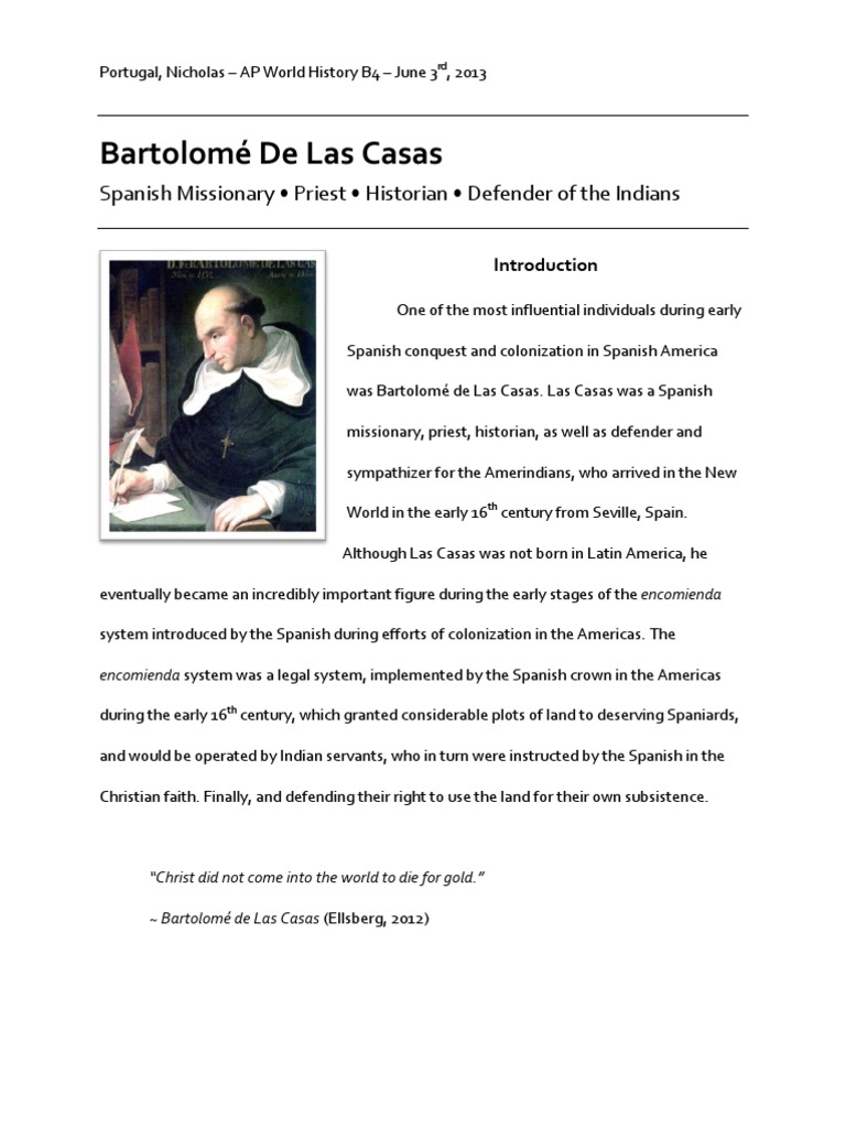 Bartolomé de las casas quotes about columbus image