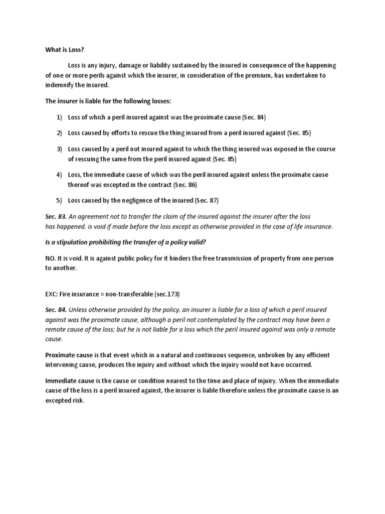 Loss Proximate Cause Insurance