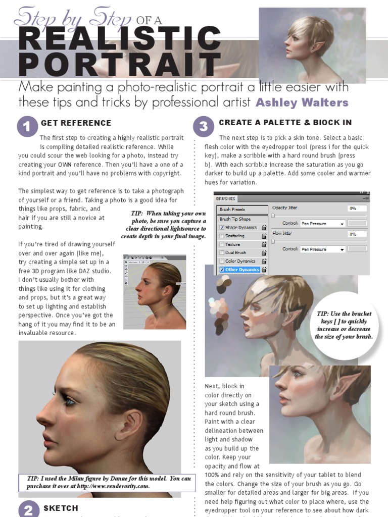 Step by Step of A Realistic Portrait Tink by Lithriel-D5f6snh | PDF