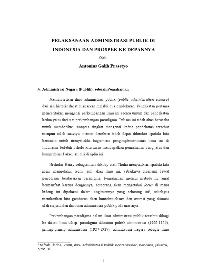 Pelaksanaan Administrasi Publik Di Indonesia Dan Prospek Ke Depannya