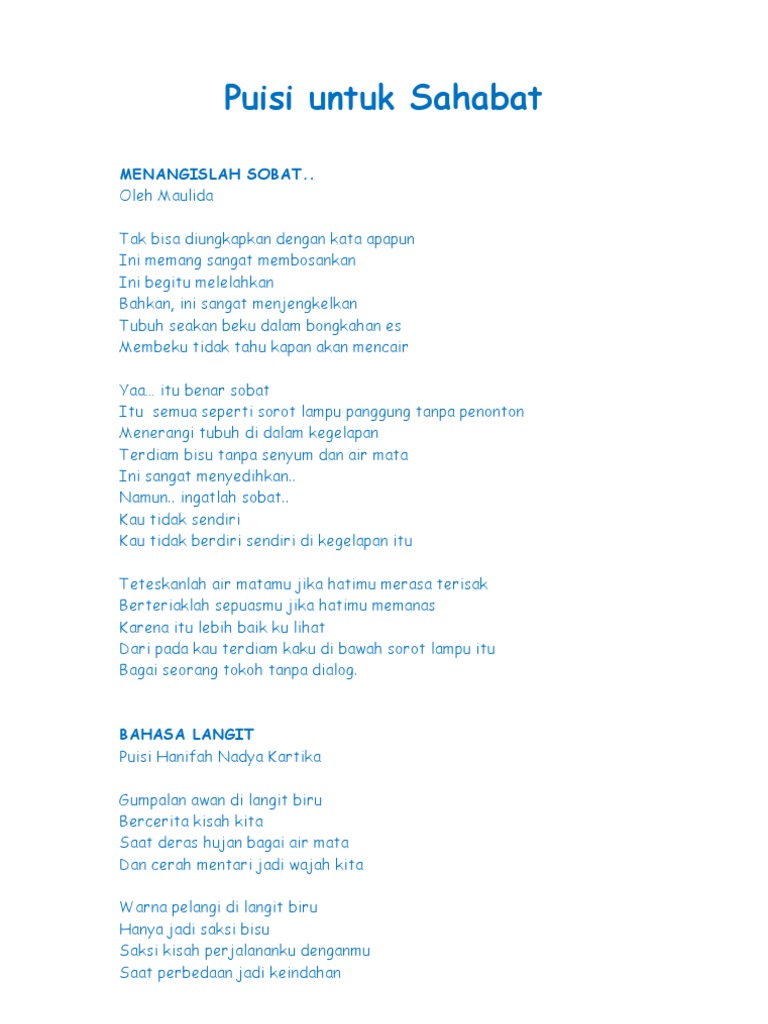 Puisi Untuk Sahabat
