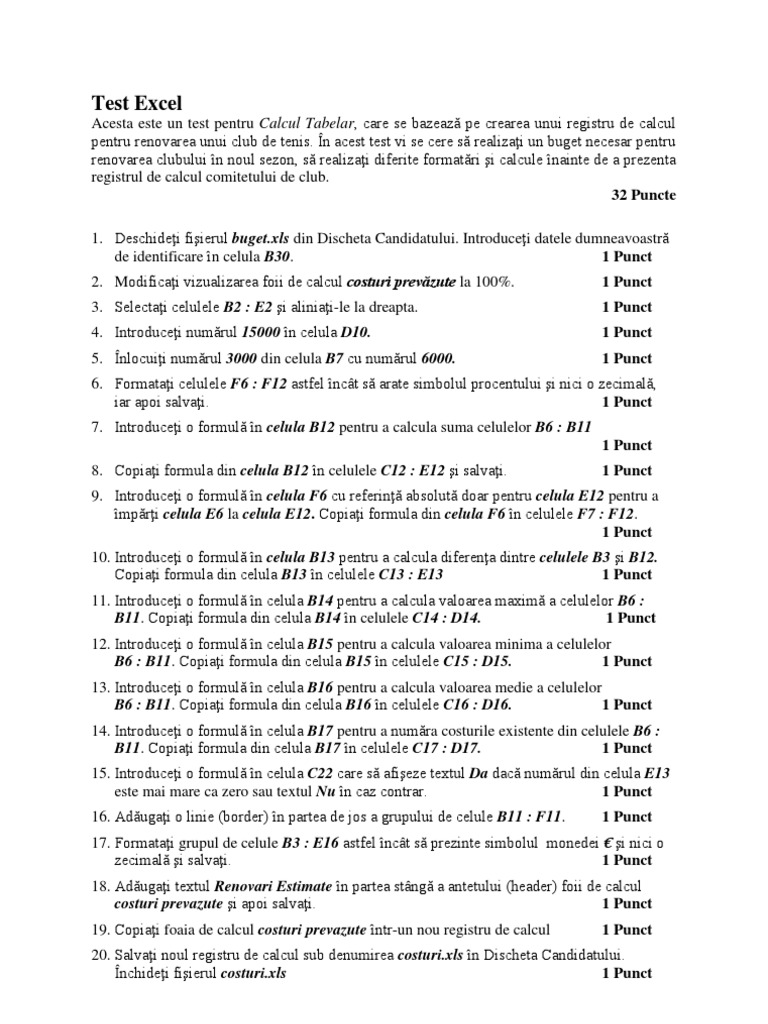Excel Test PDF | PDF
